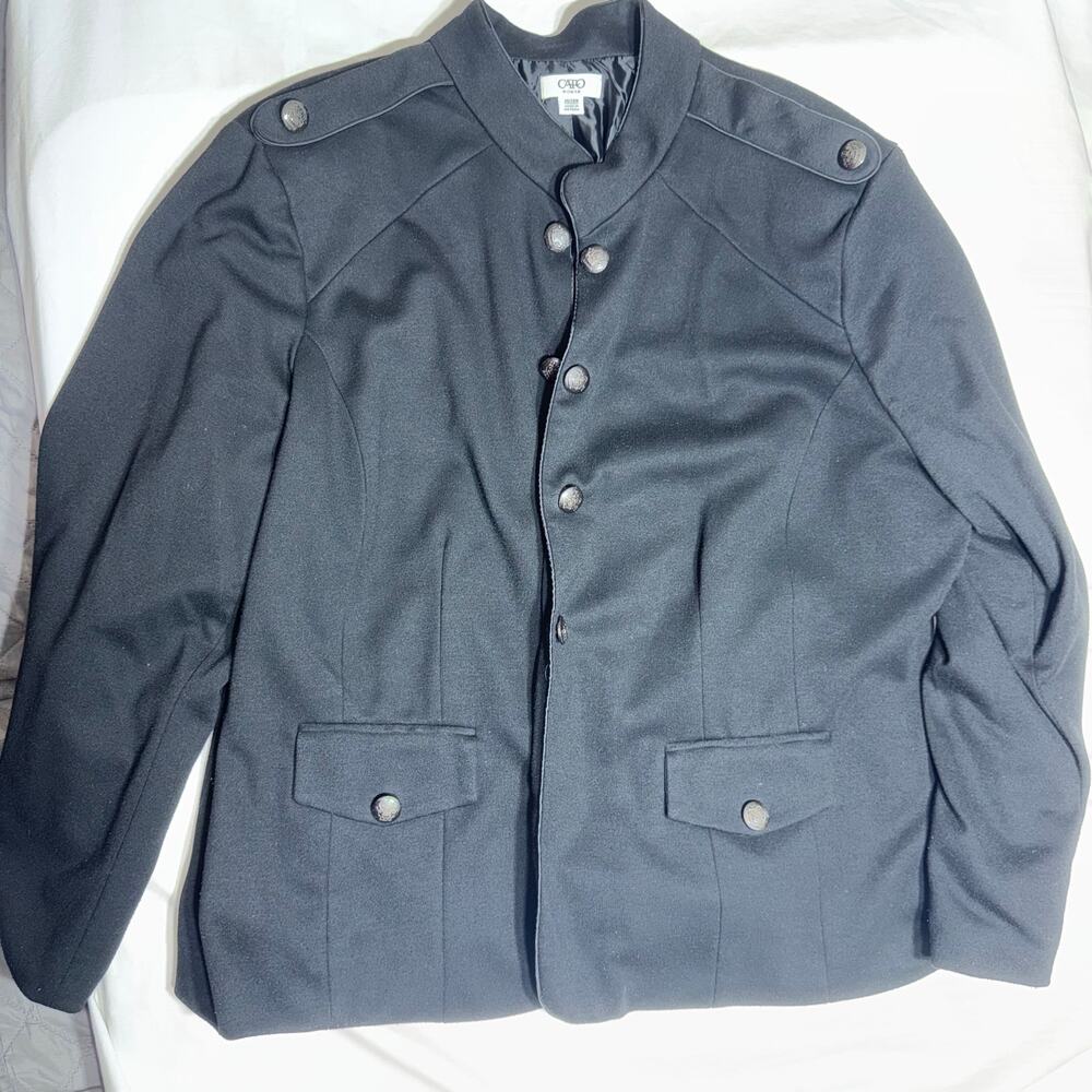 Cato Woman 26/28W Black Military Jacket Blazer Plus Size Button Epaulet
